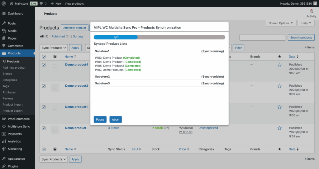 Product Bulk Sync - MultiStore Sync