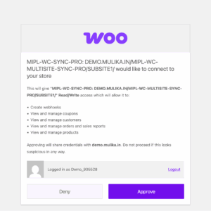 Approve the Connection - MultiStore Sync